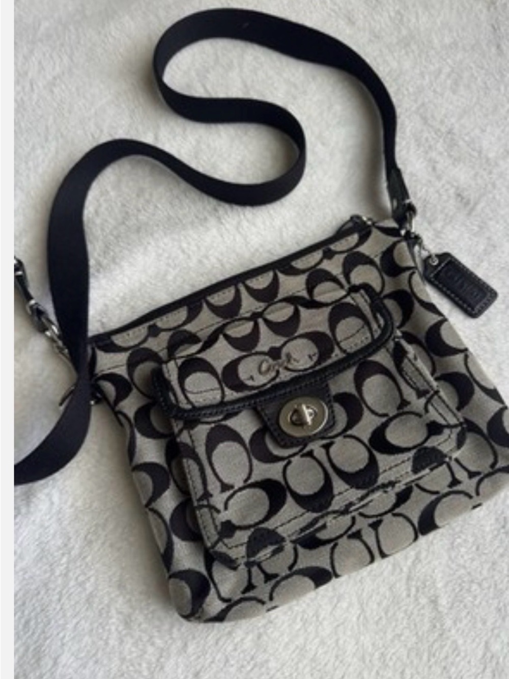 Coach Black and grey Signature Crossbody Shoulder Bag